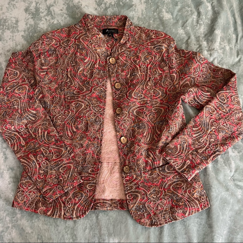 Analogy Petite Paisley Textured Blazer - Picture 2 of 10